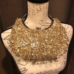 Gold/champagne beaded wrist purse